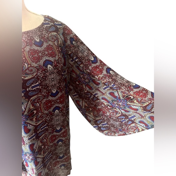 Fire Los Angeles Red and Blue Patterned Long Sleeve Dress Midi XL - Picture 9 of 12